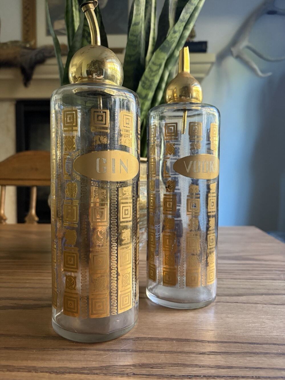 Vintage Midcentury Culver Coronet Decanter Set Gin and Vodka Midcentury Barware